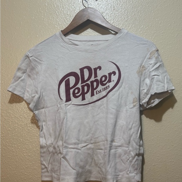Dr Pepper Logo T-Shirt in White and Maroon - Picture 1 of 2